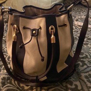 Valentino’s two tone bucket bag, tote, with cross body option.